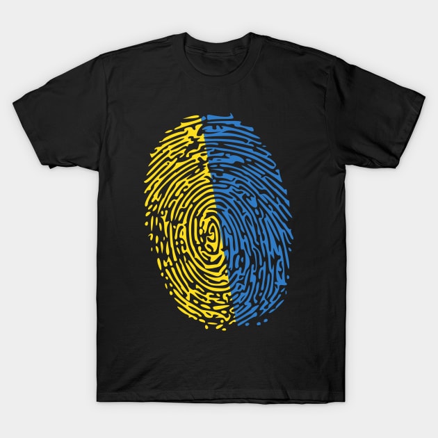 Fingerprint Ukraine Flag T-Shirt by remixer2020